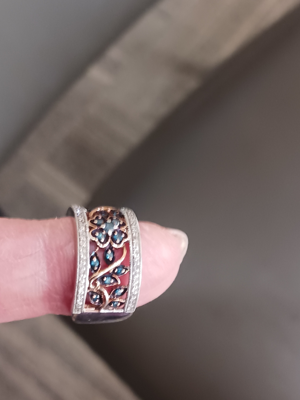 925 Silver Blue & White Diamond Ring. Ring Purchased In 1988